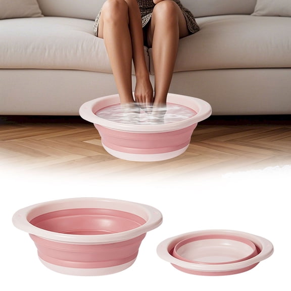 Goowood Collapsible Wash Basin Portable Folding Laundry Basin with Handles Plastic Dish Basin for Camping Travel Bottle Washing Pink S