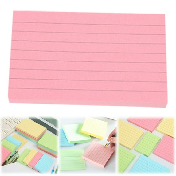 Goowood Colored Index Cards Ruled Flash Cards for Studying Sticky Note Tabs Lined Notecards Office Supplies 76x125mm Pink