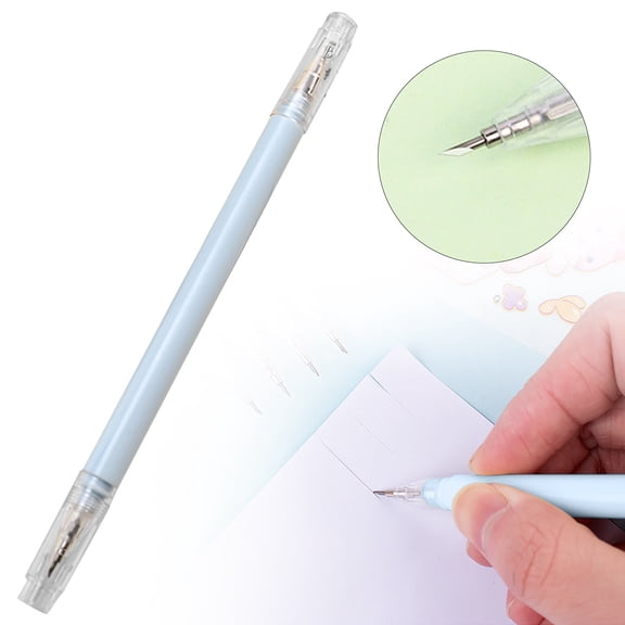 Goowood Craft Knife Pen Portable Cardboard Cutter with Double Head Tungsten Blade for DIY Art Projects and Sticker Cutting Light Blue