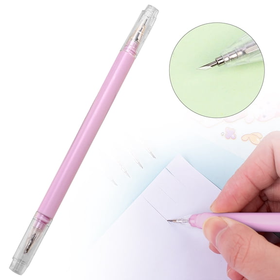 Goowood Craft Knife Pen Portable Cardboard Cutter with Double Head Tungsten Blade for DIY Art Projects and Sticker Cutting Light Violet