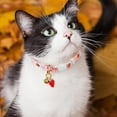 thumbnail image 1 of Goowood Cute Cat Collar with Bell Strawberry Print Cotton Breakaway Collar and White Heart Pendant for Girl and Boy Cats Safety Cat Accessories, 1 of 6