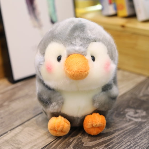 Goowood Cute Grey Penguin Stuffed Animal Round Rolly Pet Soft Plush Toy Small Plushies