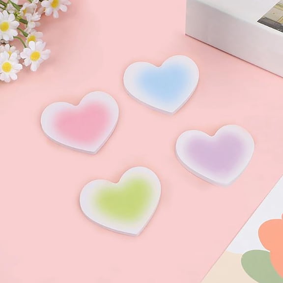 Goowood Cute Heart Sticky Notes Pink Post It Notes Aesthetic Memo Pads Fun Removable Adhesive Office Supplies for Teachers