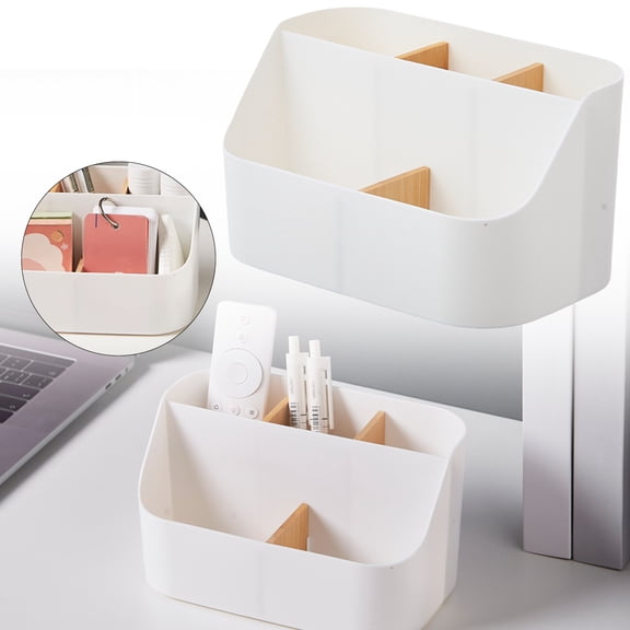 Goowood Desktop Organizer Storage Box Detachable Partitions Makeup Vanity Holder Remote Control Caddy for Bathroom Office Accessories