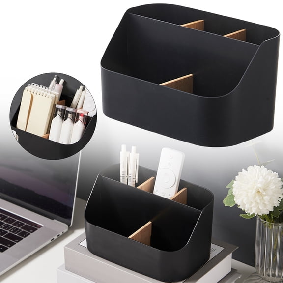 Goowood Desktop Organizer Storage Box Detachable Partitions Makeup Vanity Holder Remote Control Caddy for Bathroom Office Accessories