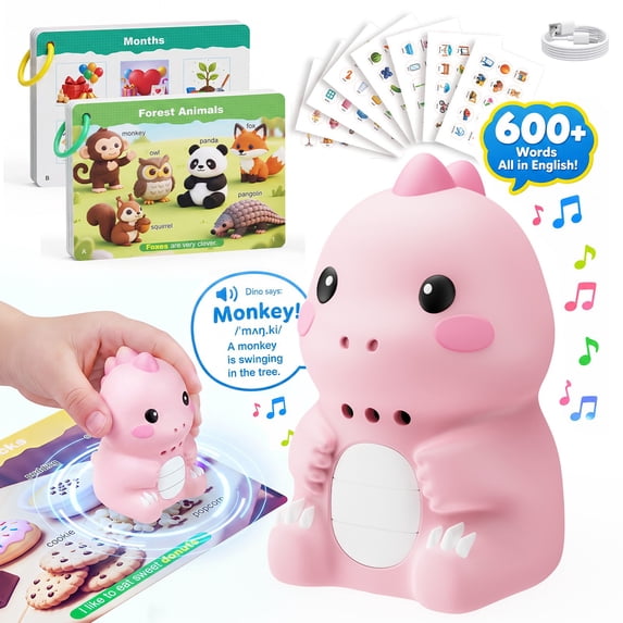 Goowood Dinosaur Talking Flash Cards with Phonics Pen, Interactive ...
