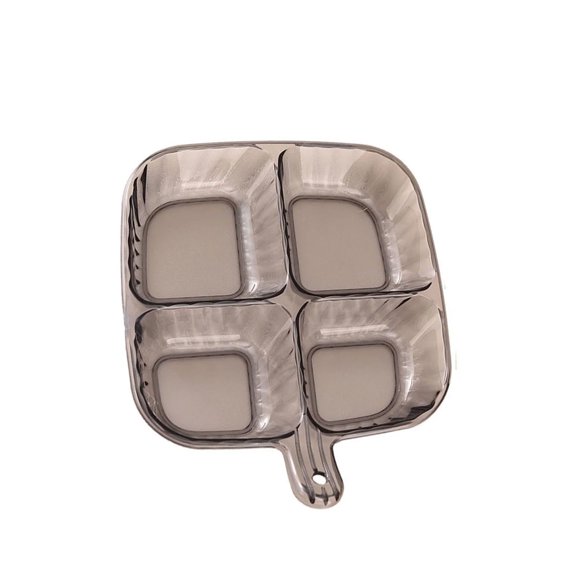 Goowood Divided Serving Tray Portion Control Plates for Adults Reusable Plastic 4 Compartment Food Tray with 10 Animal Forks Beige Gray