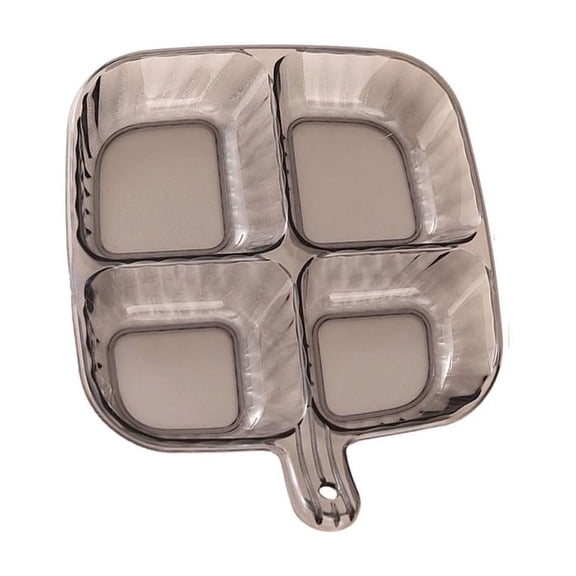 Goowood Divided Serving Tray Portion Control Plates for Adults Reusable Plastic 4 Compartment Food Tray with 10 Animal Forks Beige Gray