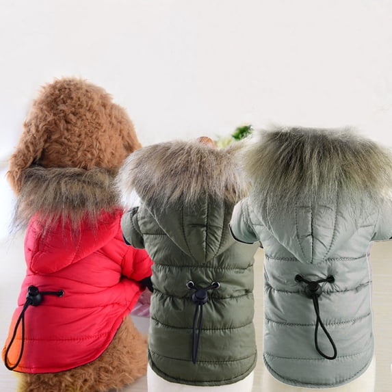 Goowood Dog Coat Warm Down Cotton Padded Hooded Jacket Waterproof Small Dog Winter Coat Puppy Winter Clothes for Snow Outdoor with Faux Fur Trim Cozy