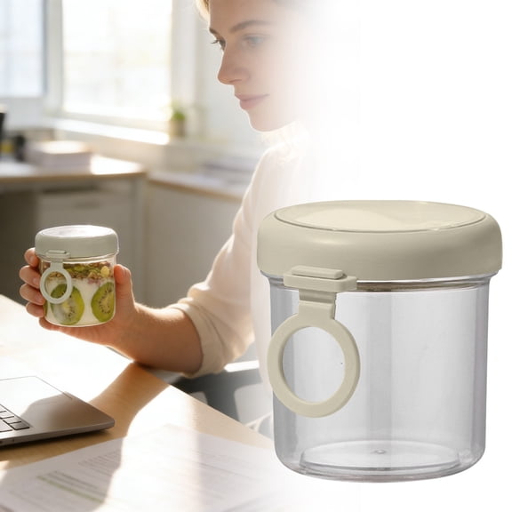 Goowood Double Layer Breakfast Cup With Lid And Spoon Perfect For Outdoor Use By Students And The Salad Cup Has A Lid Glass&Bottle Kitchenware