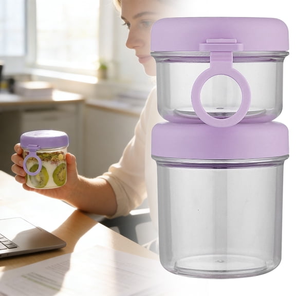 Goowood Double Layer Breakfast Cup With Lid And Spoon Perfect For Outdoor Use By Students And The Salad Cup Has A Lid Glass&Bottle Kitchenware