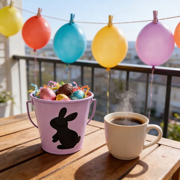 Goowood Easter Basket Metal Bucket Tin Candy Handbag Portable Storage Pail for Holiday Party Favors Home Decoration Gift Container Purple