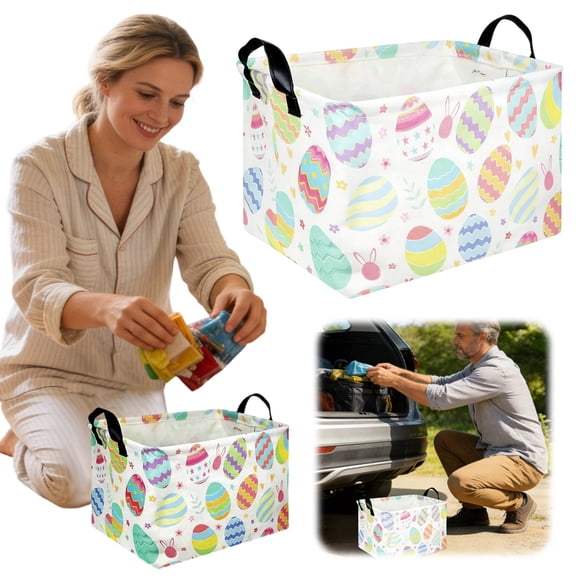 Goowood Easter Basket Toy Storage Bin Versatile Baby Hamper for Nursery Organizer Holiday Gift Container Dog Toy Box Home Decor