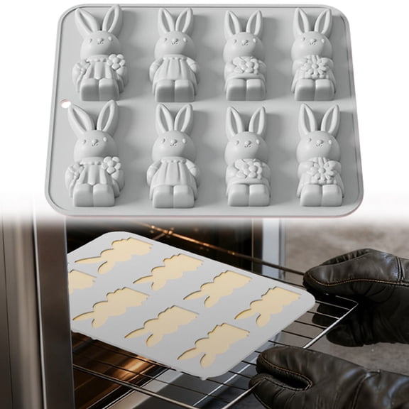 Goowood Easter Bunny Baking Mold Nonstick Cake Pan Holiday Dessert Maker Rabbit Shape Mousse Chocolate Mould Party Bakeware