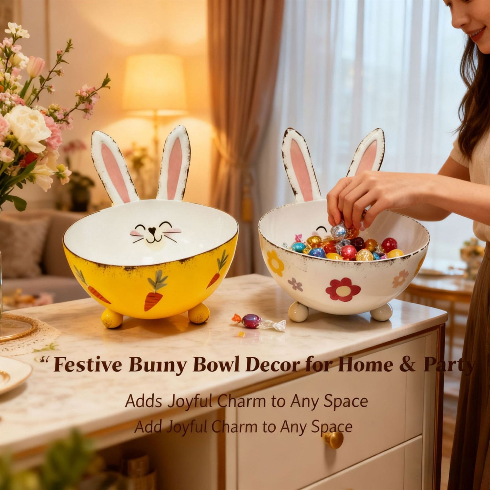 Sadter Rabbit Tin Goowood Easter Bunny Tin Candy Bowl Cute Rabbit Dish Snack Storage ...