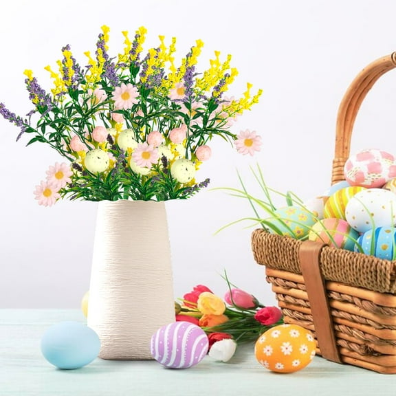Goowood Easter Decor Easter Decorations for Home Easter Flowers Picks Spring Floral Lavender with Eggs for Table Centerpieces Tree Decor