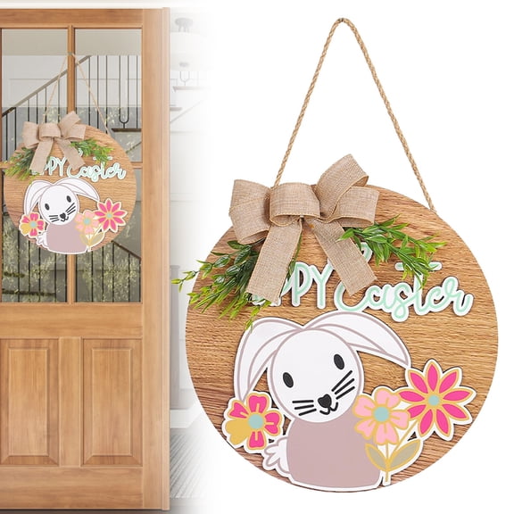Goowood Easter Decorations Outdoor Easter Decor Welcome Sign for Front Porch Easter Bunny Yard Signs Festive Home Wall Hanging Decor