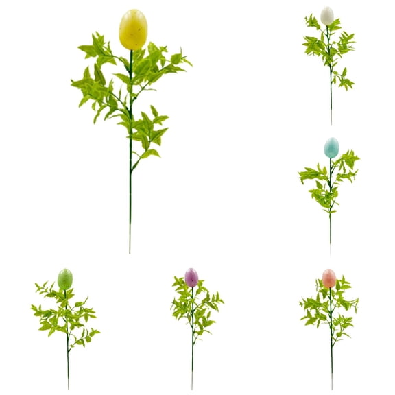 Goowood Easter Decorations Spring Floral Stems Artificial Flower Stems with Easter Egg Decor for Table Centerpieces and Holiday Decor