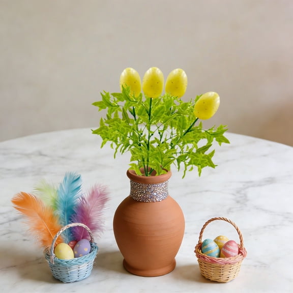 Goowood Easter Decorations Spring Floral Stems Easter Centerpieces for Tables Artificial Flowers Easter Egg Decor Festive Home Decor
