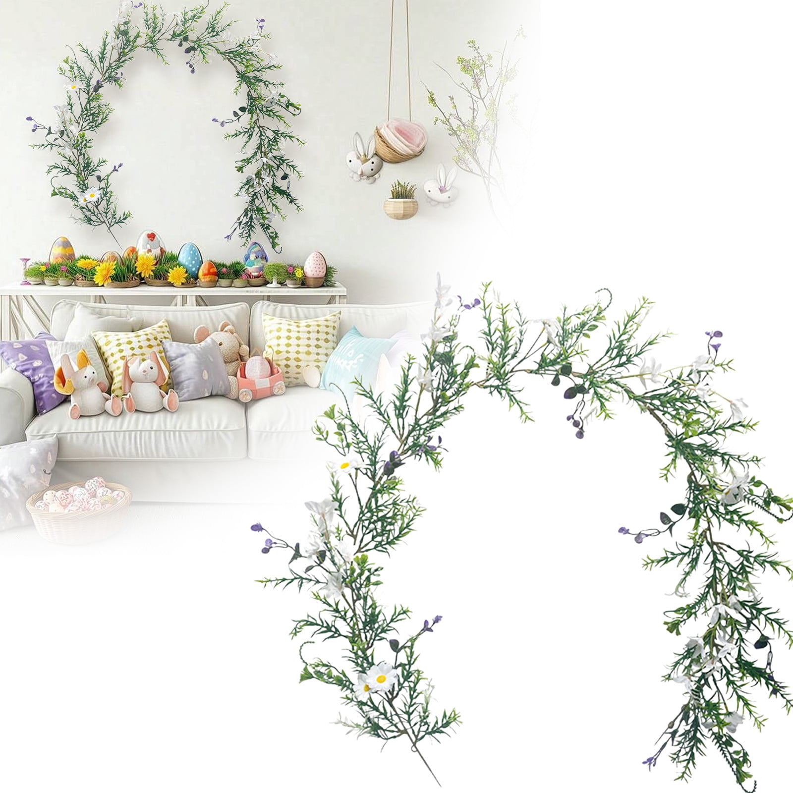 Goowood Easter Garland Spring Garland with Easter Eggs and Carrots ...
