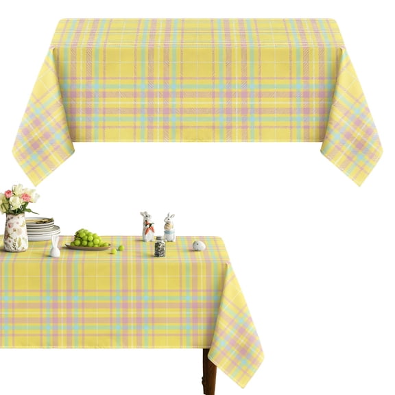 Goowood Easter Tablecloth Rectangular Spring Table Cloth Washable Spun Polyester Seasonal Cover for Picnic Dining Kitchen Home Decor 132x178cm Style A