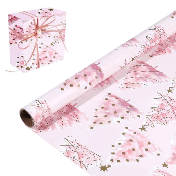 Goowood Extra Wide Gift Wrapping Paper Roll with Cute Cow Prints Tear Resistant for Birthday and All Occasion Festive Packaging