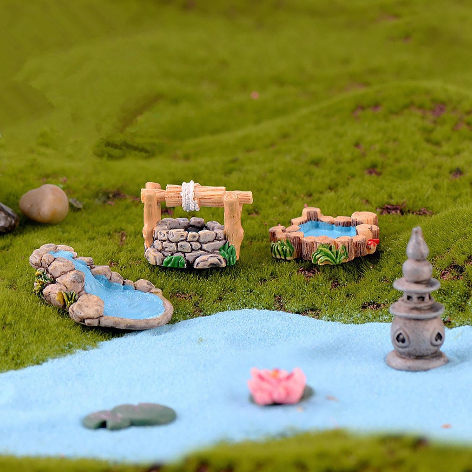 Goowood Fairy Garden Accessories Miniature Figurines Resin Stone Pond ...