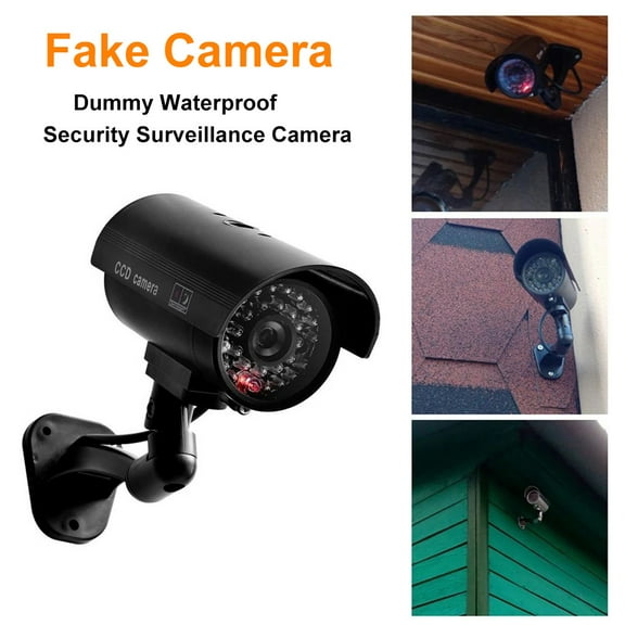 Goowood Fake Camera Dummy Waterproof Security CCTV Surveillance Camera with Flashing LED Light and 360 Degree Adjustable Outdoor Bracket