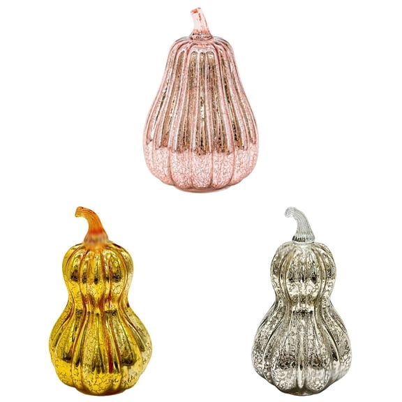 Goowood Fall Decorations For Home 3 Pack Lighted Glass Pumpkins LED Starry Night Timer Thanksgiving Table Decor Indoor Bedroom