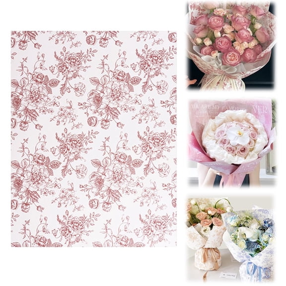 Goowood Flower Bouquet Wrapping Paper Floral Wrapping Paper 10 Sheets Red Vintage Flower Paper for Birthday Wedding Bridal Shower
