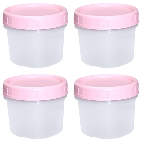 Goowood Food Storage Containers with Lids 4 Pack 160ml Small Pink Deli Containers Airtight Reusable Freezer Storage for Meal Prep and Soup