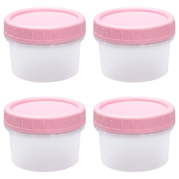 Goowood Food Storage Containers with Lids 4pc 120ml Small Plastic Deli Tubs Airtight Reusable Freezer Safe for Meal Prep and Soup Pink