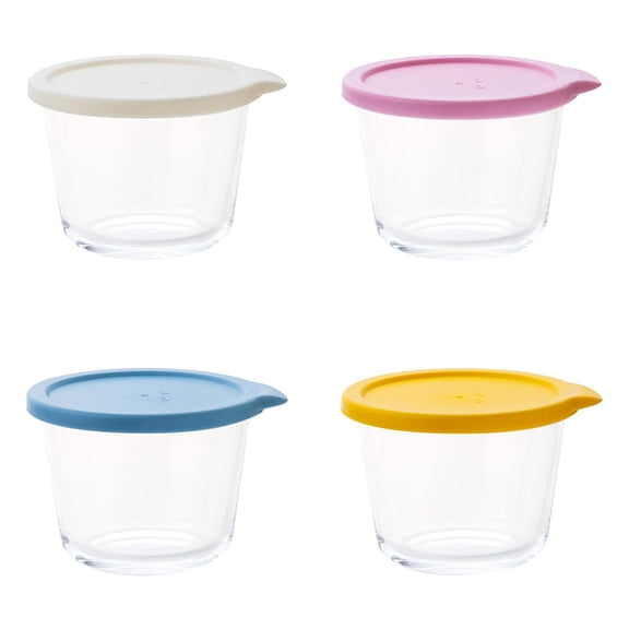 Goowood Glass Bowls With Airtight Lids Airtight Leak Proof Stackable Custard Cups Prep Bouillon Cups & Mixing Bowls For Dips Candy Dessert Microwave ‌