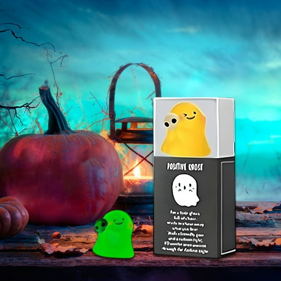 Goowood Glow in the Dark Cute Ghost Halloween Figurines Luminous Desktop Ornament with Mystery Box for Party Favors and Home Decor