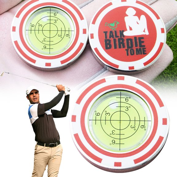 Goowood Golf Ball Marker with Slope Reader High Precision Green Reading Leveler Metal Golf Training Tool for Men Accurate Putting Alignment