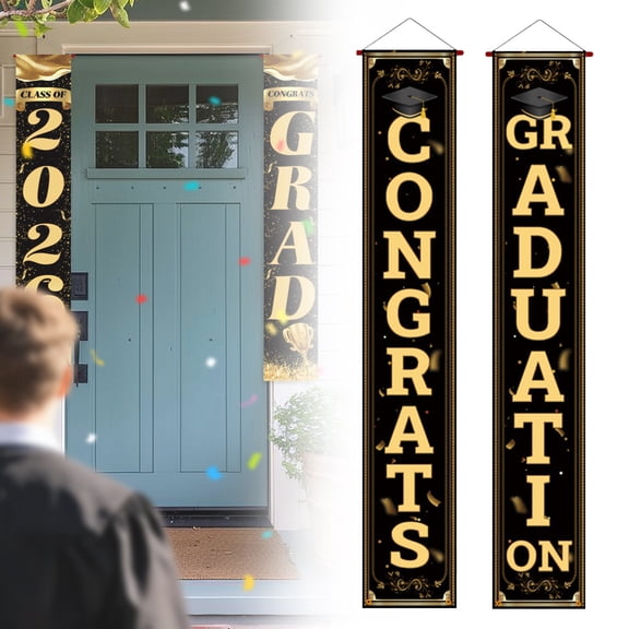 Goowood Graduation Decorations 2026 Graduation Banner Class of 2026 Grad Hanging Porch Banner Door Sign for Home Wall Decor Color A