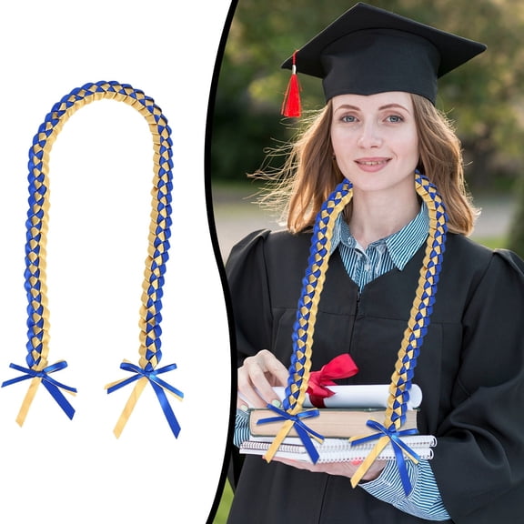 Goowood Graduation Ribbon 2026 Class of 2026 Ribbon Gold Double Layered Flower Wreath Woven Hanging Rope for Graduation Gown