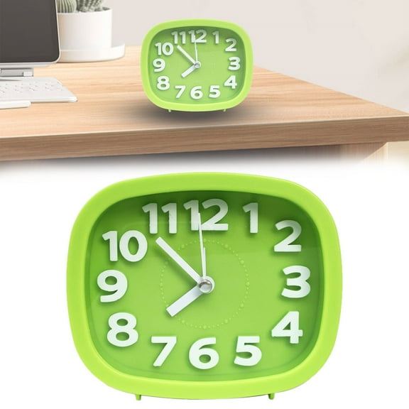 Goowood Green Analog Alarm Clock Battery Operated Non Ticking Small Desk Clock Bedside Table Clock for Bedroom Decor and Dorm
