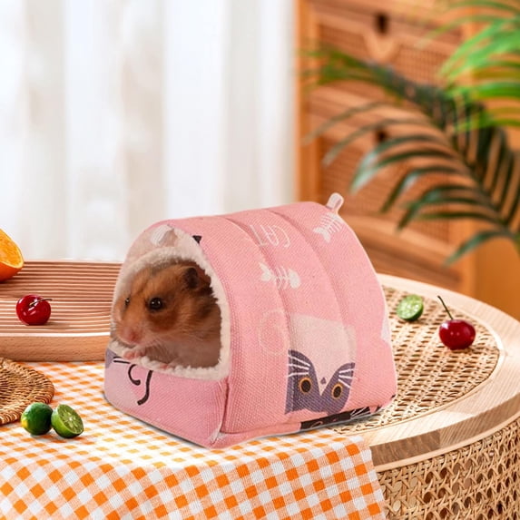 Goowood Hamster Bed Winter Warm Small Animal Sleeping Hideout Nest for Guinea Pig Ferret Squirrel Cozy Cage Accessories Soft Plush Bedding