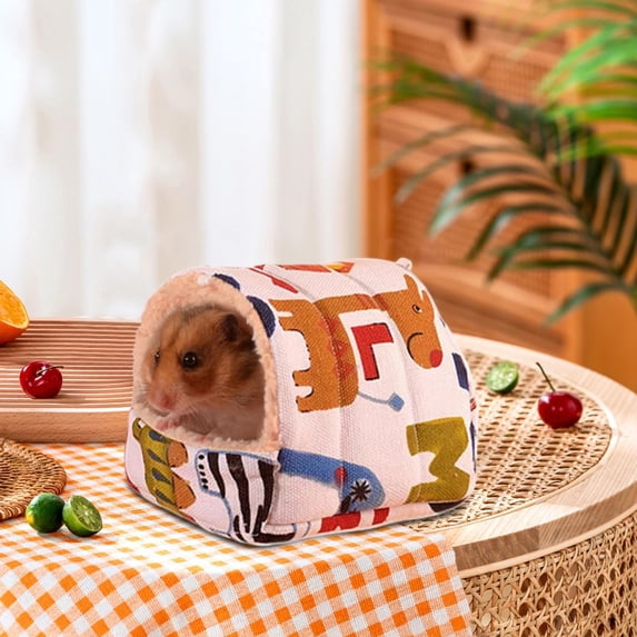 Goowood Hamster Cage Accessories Winter Warm Cozy Sleeping Nest Bed for Small Animals Guinea Pig Ferret Squirrel Plush Hideout House