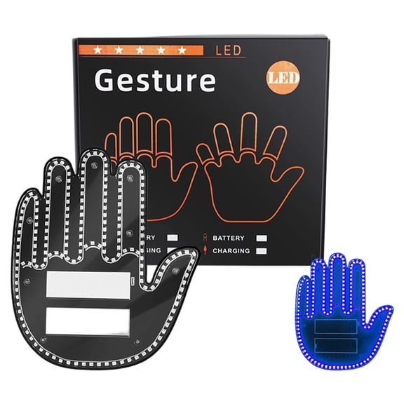 Goowood Hand Gesture Light With Remote Funny Glow LED Middle Finger Car Back Window Sign Light Accessories For Car Truck Off Road Night Lights Home appliances
