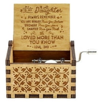 Goowood Handmade Wooden Music Box Personalized Hand Crank Antique Engraved Wood Musical Box Keepsake Birthday Anniversary Gift for Mom Dad Son Daughter Family