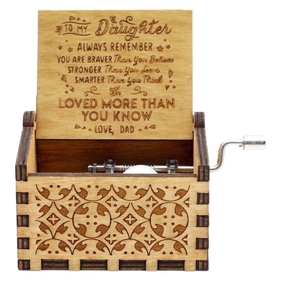 Goowood Handmade Wooden Music Box Personalized Hand Crank Antique Engraved Wood Musical Box Keepsake Birthday Anniversary Gift for Mom Dad Son Daughter Family
