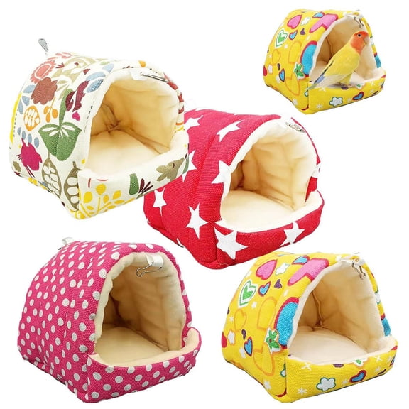Goowood Hanging Bird Bed Thickened Fleece Winter Warm Parrot Hut Breathable Nest Non Slip Cozy Sleeping House for Small Birds and Mini Animal Pets