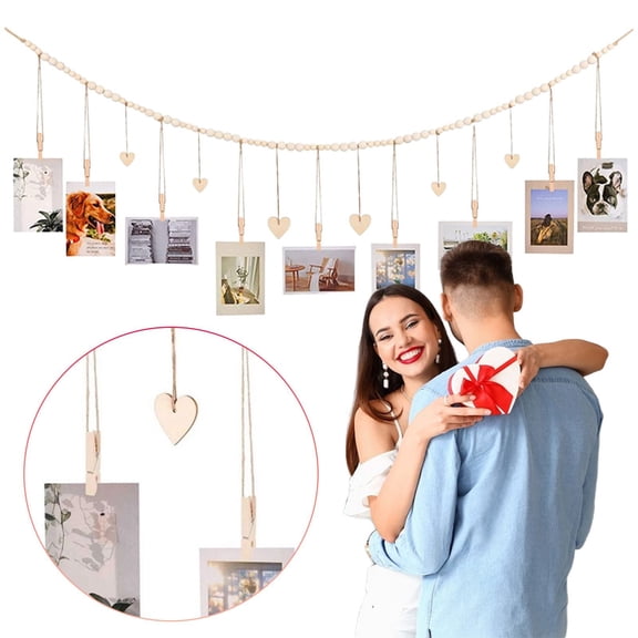 Goowood Hanging Instant Photo Display Decorative Wall Hanging String With Clips Stick And Photo Wall Decor Wall Hanging Pictures Display For Home Dormitory A...