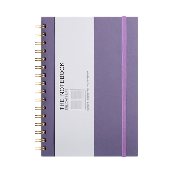 Goowood Hardcover Spiral Notebook Wirebound Journal for Work & Planning Lay-Flat Binding with Elastic Closure Premium Thick Paper Taro Purple
