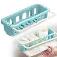 thumbnail image 1 of Goowood Kitchen Sink Sponge Holder Caddy Adhesive Soap Organizer Drain Rack Shelf with Towel Bar for Brush Scrubber Storage, 1 of 9