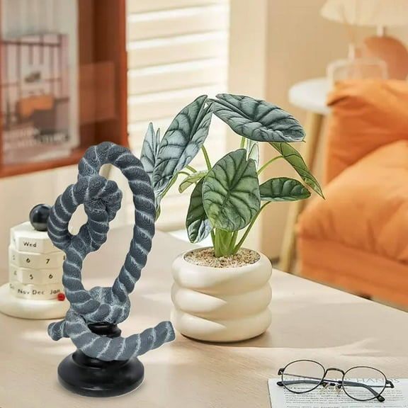 Goowood Knot Figurine Rope Statue Home Decor Sculptures Modern Art Decorative Centerpiece for Coffee Table Dresser Living Room Office Blue