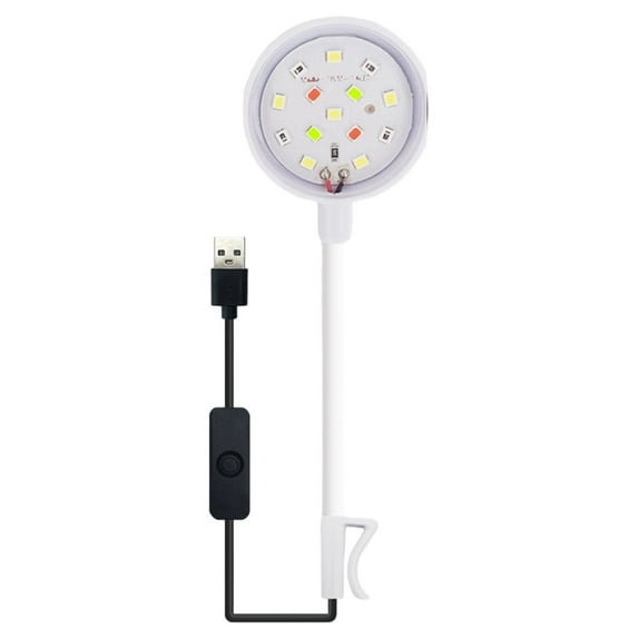 Goowood LED Aquarium Light Clip On Fish Tank Spotlight RGB Color Changing Submersible Lamp USB Waterproof Mini Betta Planted Tank Light for Coral Rockery White