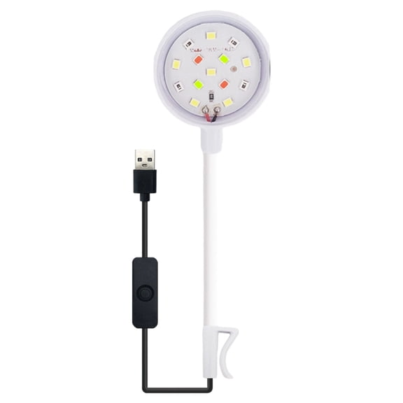 Goowood LED Aquarium Light Clip On Fish Tank Spotlight RGB Color Changing Submersible Lamp USB Waterproof Mini Betta Planted Tank Light for Coral Rockery White